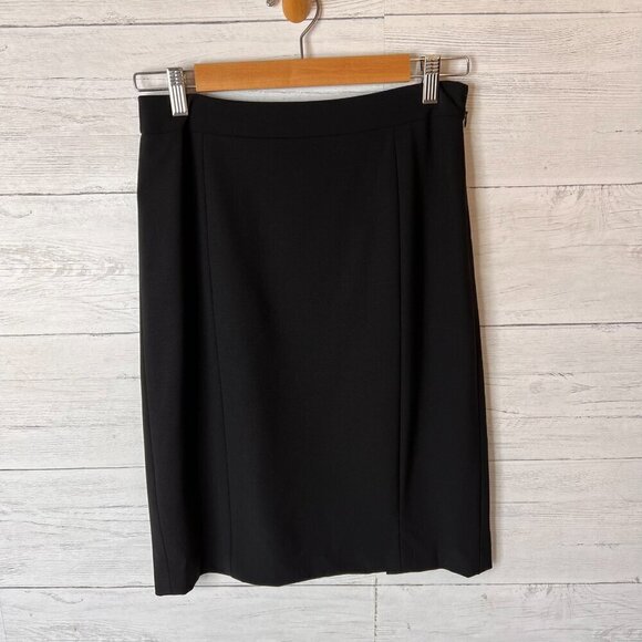 Lafayette 148 New York Skirt Womens Size 4 Black Wool Blend Double Vent Pencil - Picture 4 of 16